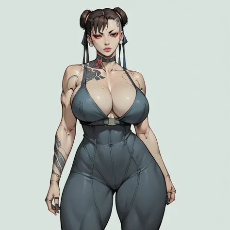 (score_9, score_8_up), score_7_up, zPDXL, Asian, thicc, Huge hips, Cyberpunk, Huge breasts, Chun Li 
