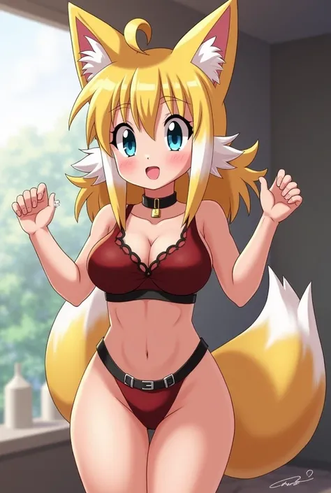 Tails femboy showing her big breasts 