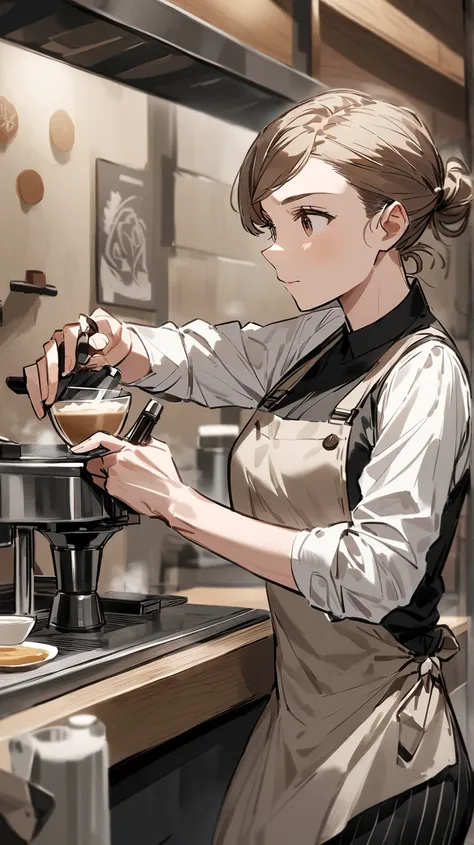 Female barista making cappuccino