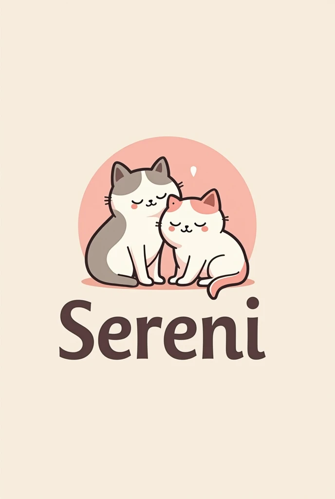 Create a 4k logo of a hospital pajamas store called Sereni. I used calm colors and cats.