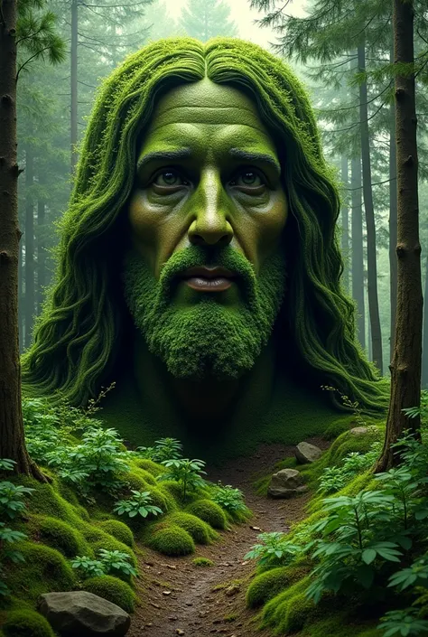 Forest shaped like the face of Jesus 