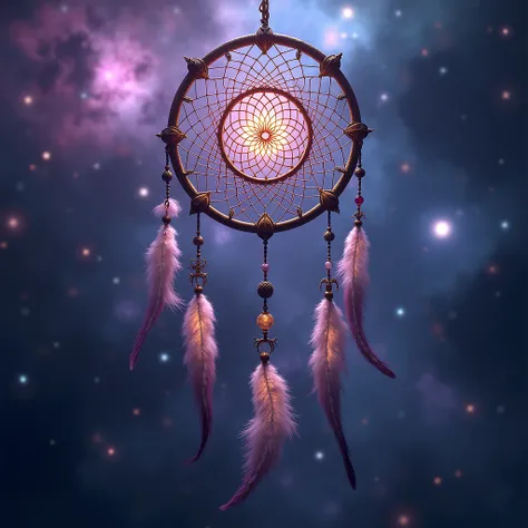 realistic, 8k, Dreamcatcher, Mandala, purple, ABOUT, universe