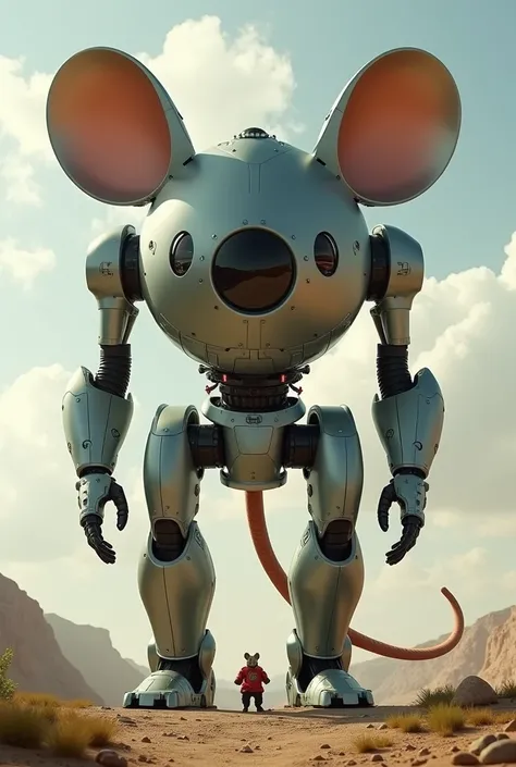  creates a giant robot shaped like a mouse that has its ears and tail, That you have a window in your chest and you can see a mouse piloting it