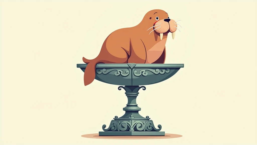 cute illustration of a walrus riding a scale