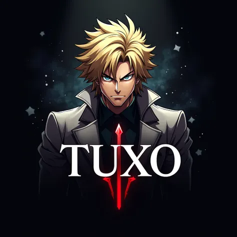  a team logo for games, Character Meliodas from tsu on Taizai Wiki, Tuxo written in the image . dark image,  detailed image 
