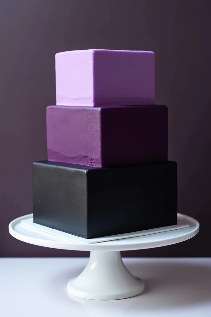 Create a separate square cake in purple, grape and black 
