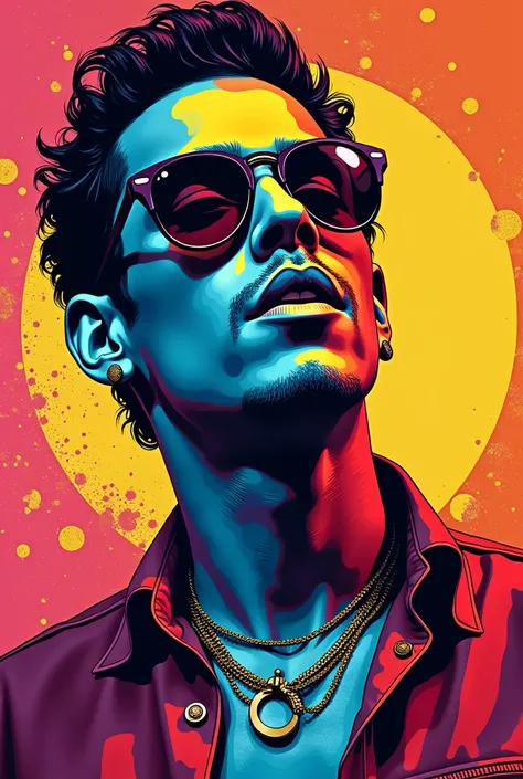 Create the singer Canserbero with a pop art style that is very striking