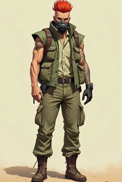 Create a rugged male character in his 30s, with an extravagant 80s, anime-style Ghost in the Shell hairstyle with a Sand Cream color palette: A warm, light tone that evokes the softness of sand or ancient parchment.
Pastel Green: A soft and delicate green,...