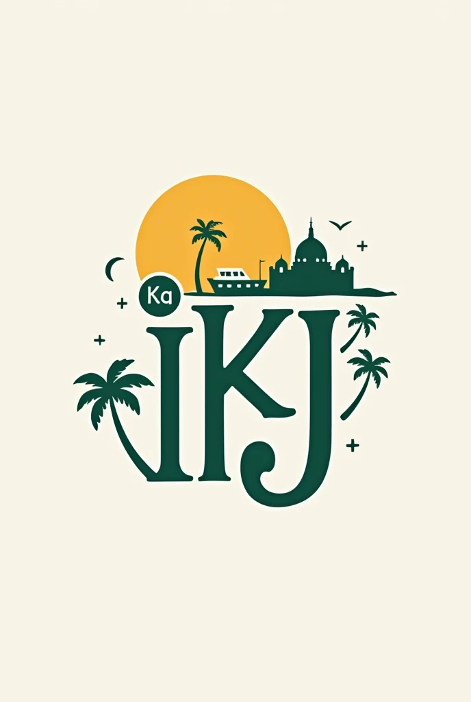 Make a logo for a travel agency called IKJ whose focus is traveling for couples.  Do it in the Portuguese language Brazil . I want travel symbols in Brazilian language