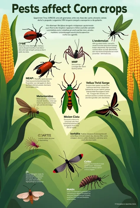 an infographic of corn pests in Spanish