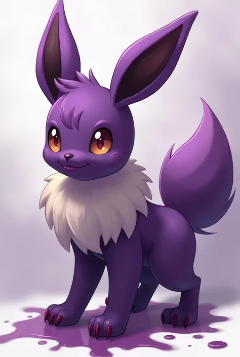 an evolution from Eevee to the poisonous type, em 2d, with shades of purple, A bit “dripping” with the original features of the work with not so much definition  