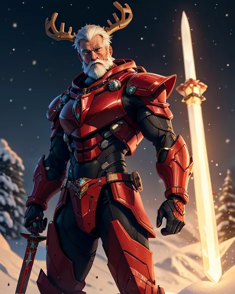 Ultimate Santa Claus, Crimson Cybernetic Reindeer Armor,jingle bell sword(Hold it in your hand)