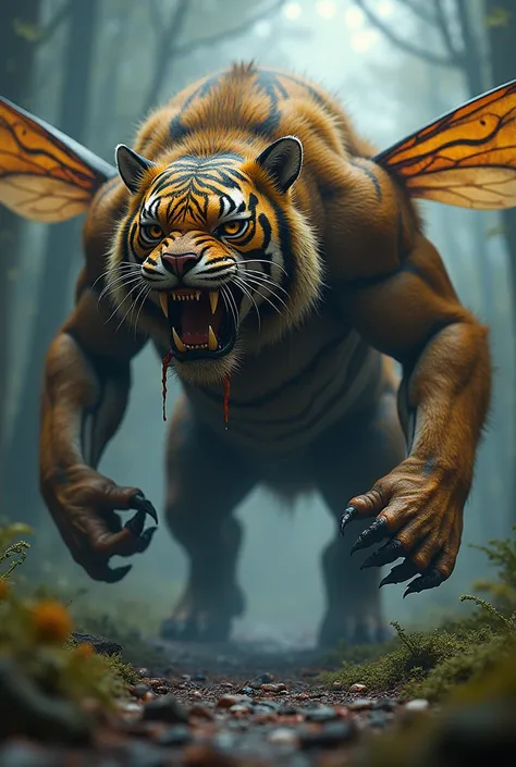 Mix tiger and bee and create big scary bloody animal 