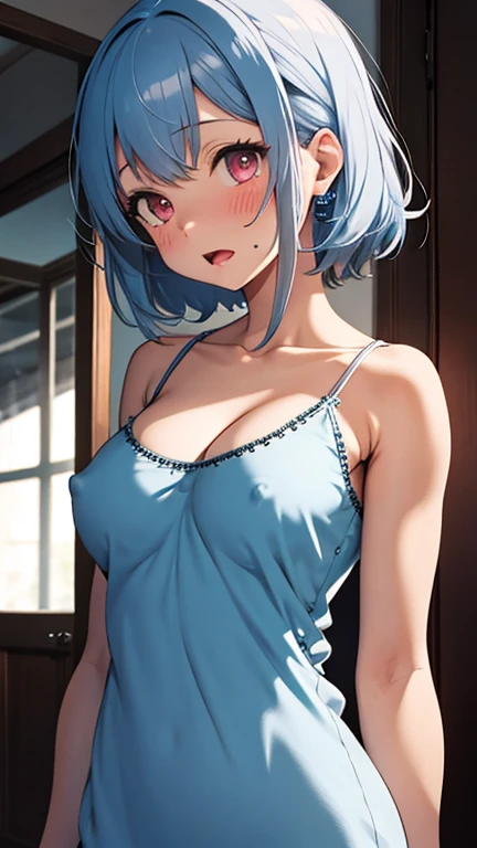 nsfw,mastute piece,Best Quality,insanely detailed,8k cg,
(upper body:1.3),(from front:1.3),(symmetry),(1girl),((arms behind back)),(standing),(light blue hair:1.1),((large breasts:1.3)),(blush:1.2),shy,(ecstasy face:1.2),(trembling:1.2),(open mouth:0.9),(l...