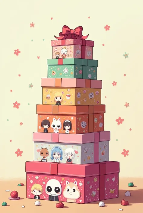 Stack of anime gift boxes babepng