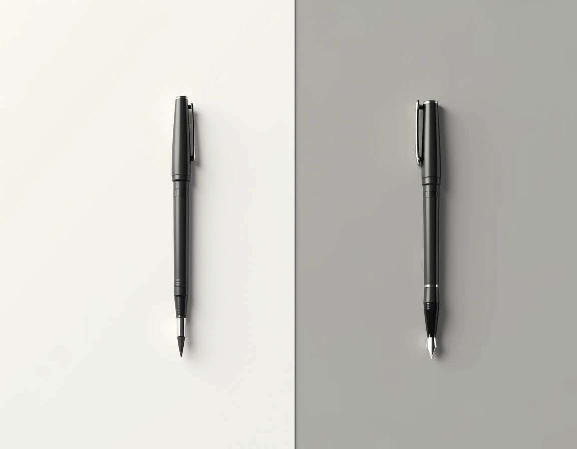 background of the logo of a pen and the logo of a judges hammer but separated by a single parallel white line referring to the logo of vs.