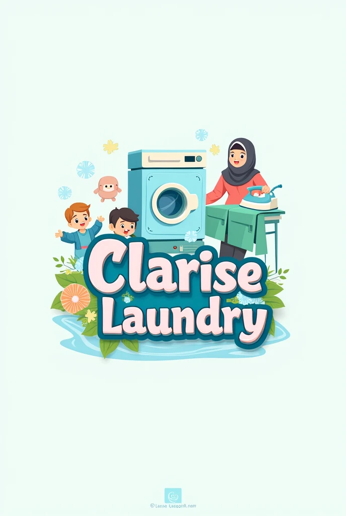  Here are some font ideas for logo  "Clarise Laundry "  you can consider :

 Animation Design :  Create cartoon characters depicting washing machines and irons .  Make a cute doll character . Make a human character in a cute hijab. Make a cute guys little ...