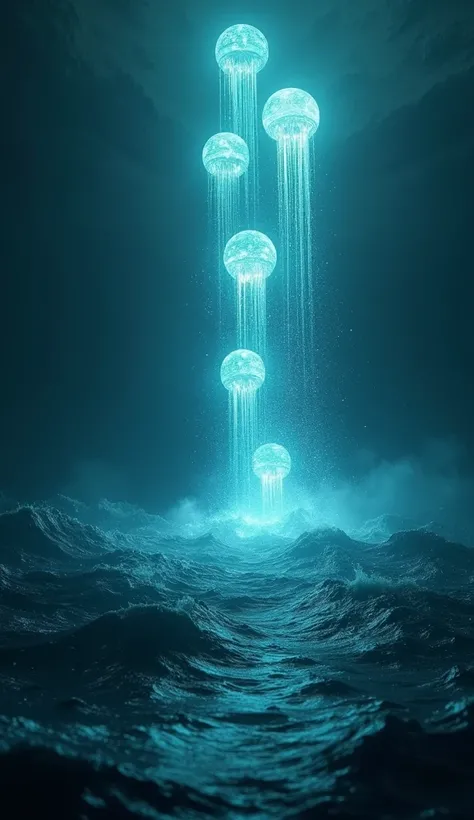 Alien lights coming from the bottom of the ocean very fast