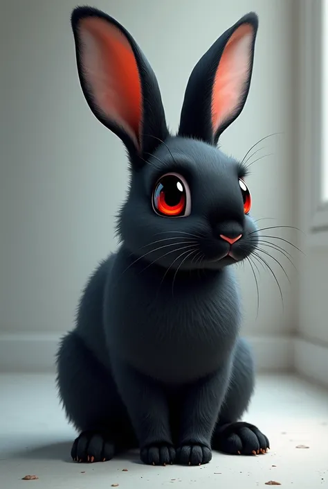 A rabbit with black colors,  WHITE AND RED 