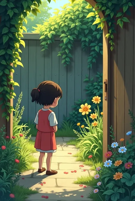  Lily took advantage of the familys ignorance ， sneaked to the garden entrance 。The door was locked ， but theres a low wall next to it that you can turn over。
 Lily carefully climbed the wall，Hopped into the garden 。 The garden was overgrown with weeds ，Bu...