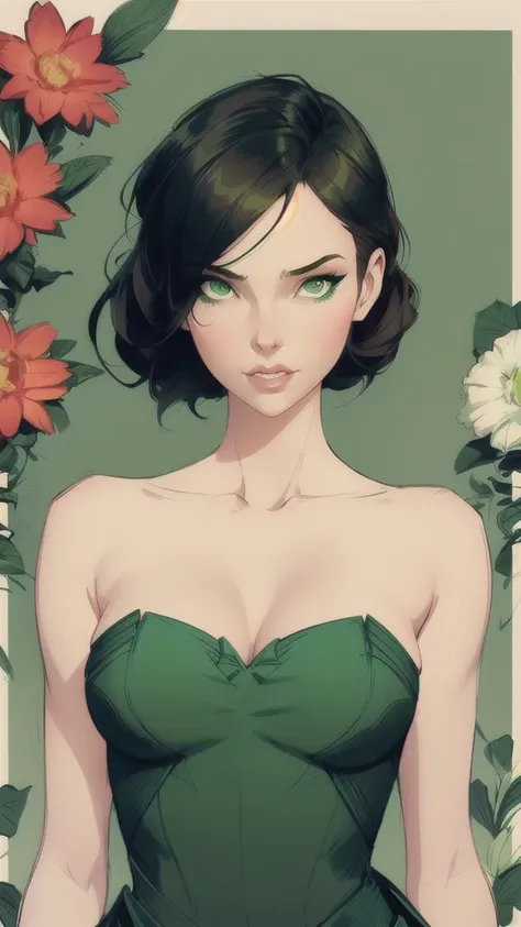 a woman in a green dress standing in front of flowers, style artgerm, style of charlie bowater, in the art style of bowater, beautiful comic art, beautiful alluring anime woman, otto schmidt, trending artgerm, beautiful anime woman, artgerm style, lois van...