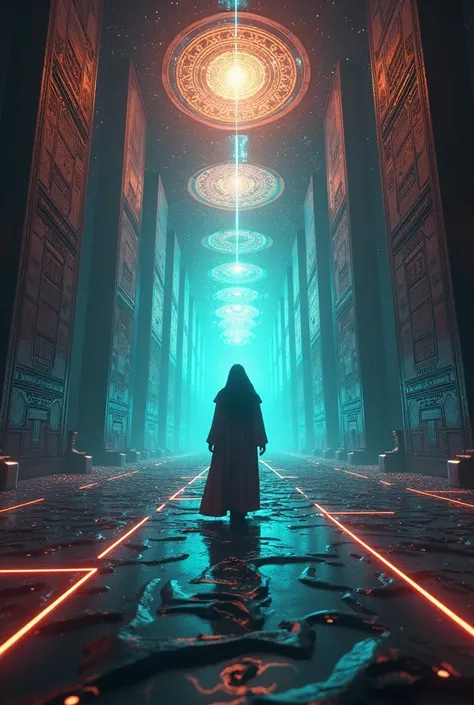 
23h
cinematic shot of a mystic within an infinite miltilayered enormous hyper realm at a rave at the infinite edge of the world a party where the walls are moving at light speed, a great hall of records of the entire history of the universe, a secret hidd...