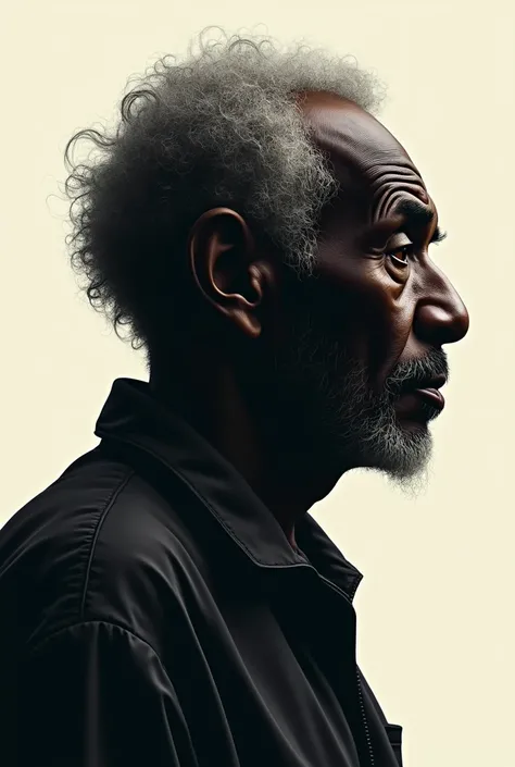 Old homeless black man from the shoulder up and written “below the minority” on the side and ONLY THE BLACKFACE SILHOUETTE in profile 