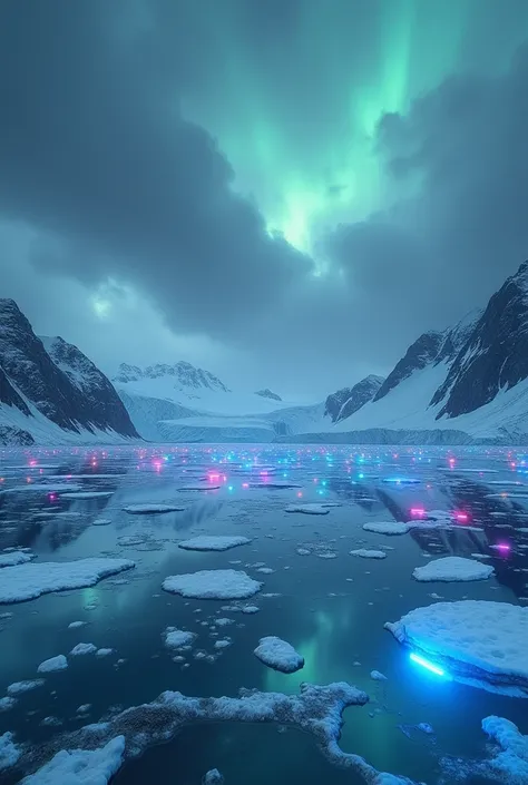 Cloudy Antarctica photograph 
Real for cover with neon lights