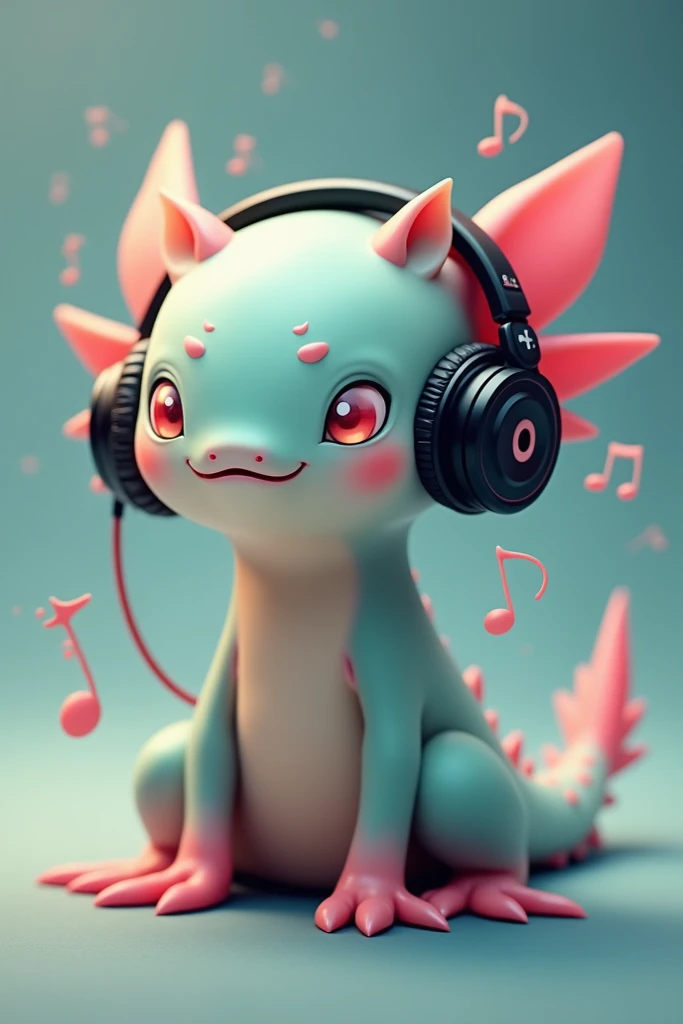 Believe me an axolotl with gamer headphones listening to small and adorable music