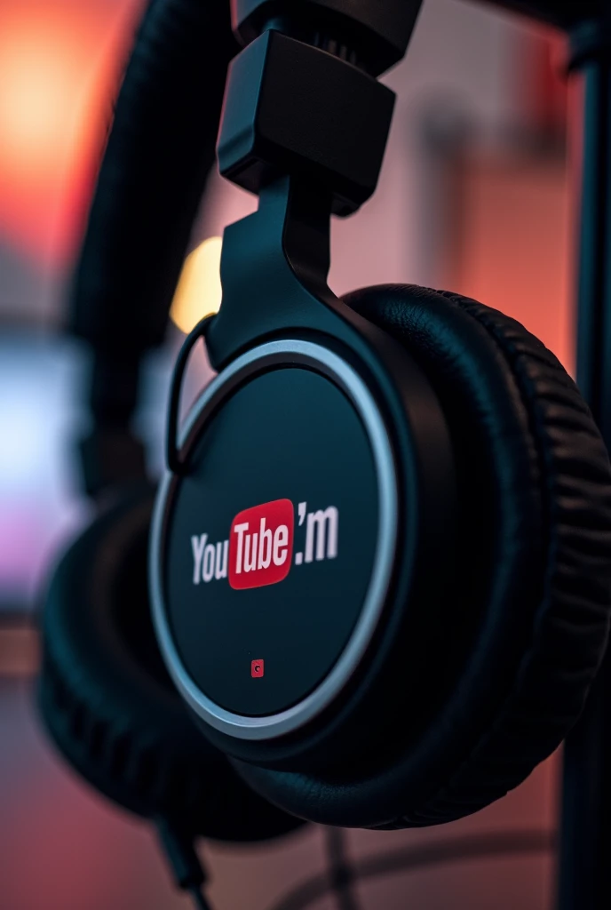 Close-up shot of a pair of headphones with the word YaZohm, Make it a channel cover for YouTube, Artwork, New Music, wow, การออกแบบ Y2K