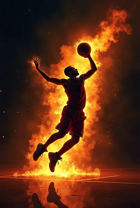 Shooting Player Silhouette with Fire
Concept: A silhouette of a player taking a jump shot or shooting, surrounded by fire or dynamic motion lines, symbolizing explosive scoring power.
Design Features: The player’s silhouette can be mid-jump or in the proce...