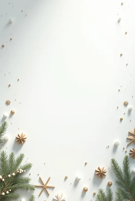 White desktop background with small Christmas details around it,  landscape seen from above 