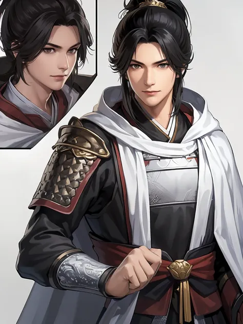 Boy in white armor 、 Three Kingdoms、whole body、(  top quality ,4K,8k, high definition ,  Masterpiece  :1.2)、 very detailed,  high definition ,Hyper HD、Perfect hands、Ultra-fine paint、  sharp concentration、 Physically Based Rendering、  very detailed explanat...