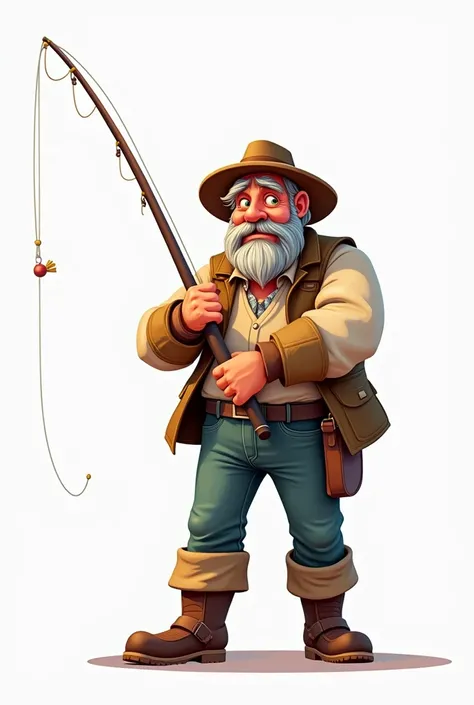 animated full body fisherman with white background