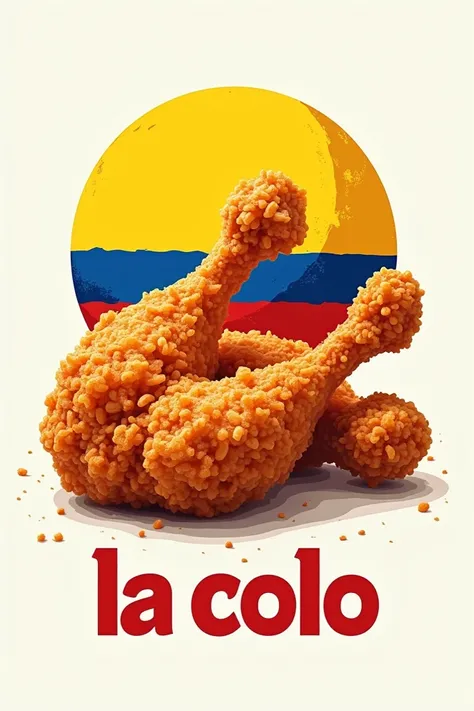 Logo of a fried chicken in the background with the Colombian flag and with the name “la colo”