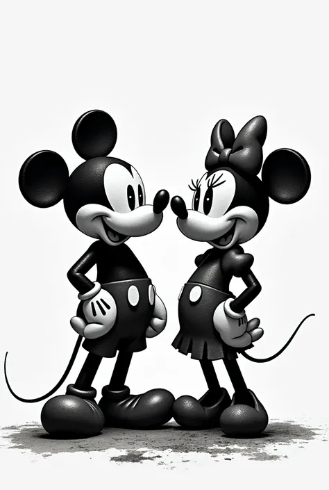  Create a black and white illustration where Disney characters are painted with a logo