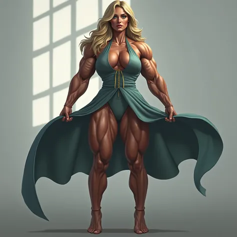 Enormous feminine muscle physique, blonde seductress, looks exactly like Sabrina Carpenter, Insanely thick dense hard packed muscles stretching out fabric of clothing, sexy ifbb pro girl giant chest pecs muscles straining the fabric of her clothes, bulging...