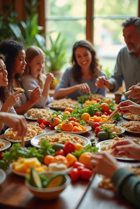 People eating healthy food