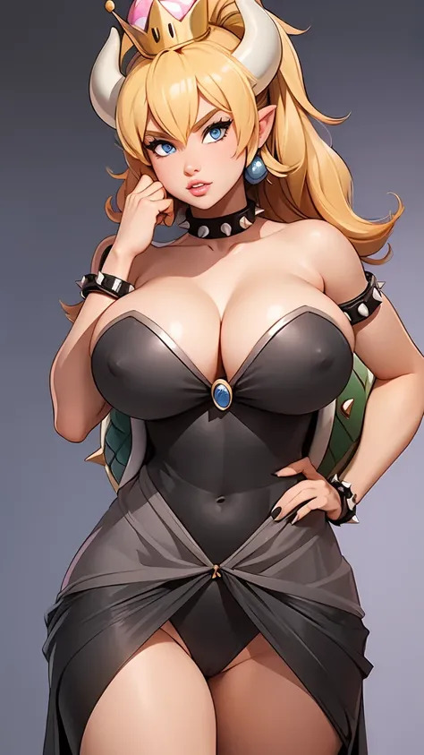 ((masterpiece)), ((best quality)), (detailed), perfect, solo, bowsette, gorgeous woman with black bikini, luscious lips, long hair, huge breast, deep cleavage, huge breasts, sexy,