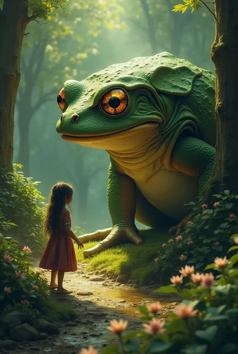 The wizard frog , Krold turned his gaze toward her, his golden eyes gleaming. "Indeed, mortal. I am Krold, Keeper of Realms, and I have been cast into your peculiar world. Tell me, does this land hold any source of great power?"
Lily was exploring the fore...