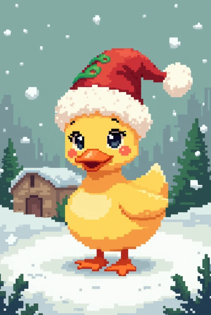 Hello, create a 15 x 15 pixel art of a Christmas duck 