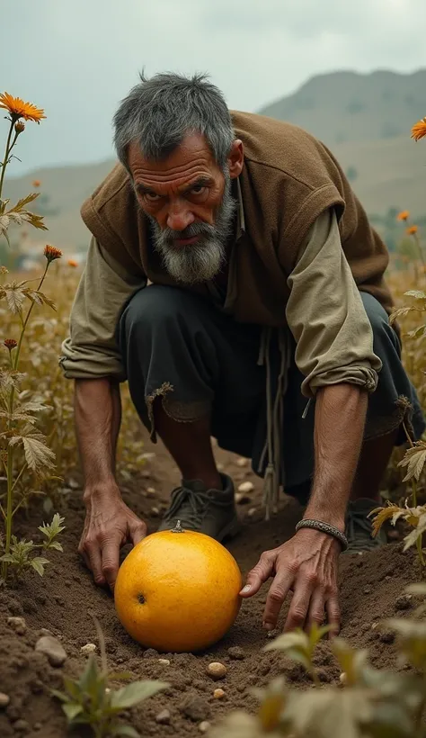 The peasant,  full of greed ,  he planted it with avarice and the fruit that was born was golden but bitter.  When he tried it , He got sick .