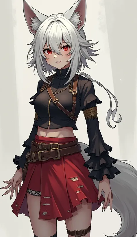 Kagura is a half-wolf, half-human girl with snow-white hair that falls to her shoulders in slightly messy layers. Her bright red eyes have a mischievous glint. She has a slim, athletic build and is short in stature. When not wearing clothes, her pale skin ...