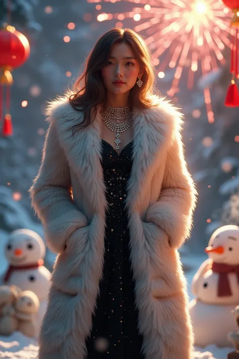 new year olivier diamonds Tiffany fur coat snowman dumplings fireworks 