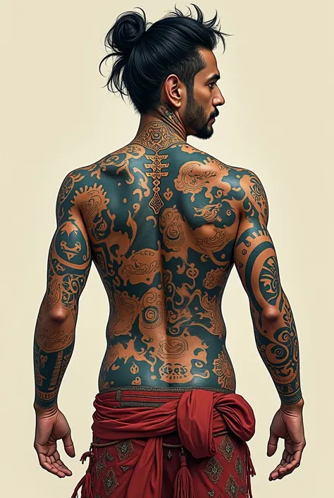 Mixtec art in traditional Japanese tattoo style