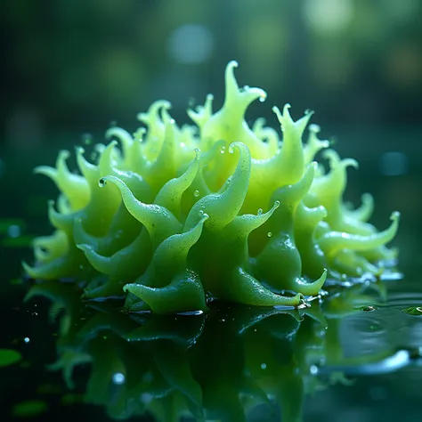 arafed green algae in a pond of water with a few small bubbles, jelly - like texture. photograph, gelatinous green goop, green slime everywhere, full of greenish liquid, green slime, jelly - like texture, algae, beautiful green liquid, bubbling ooze covere...