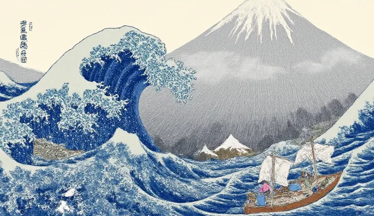 live-action,great wave off kanagawa, great wave of hokusai, the great wave off kanagawa, great wave, photograph,8k,3d, top quality