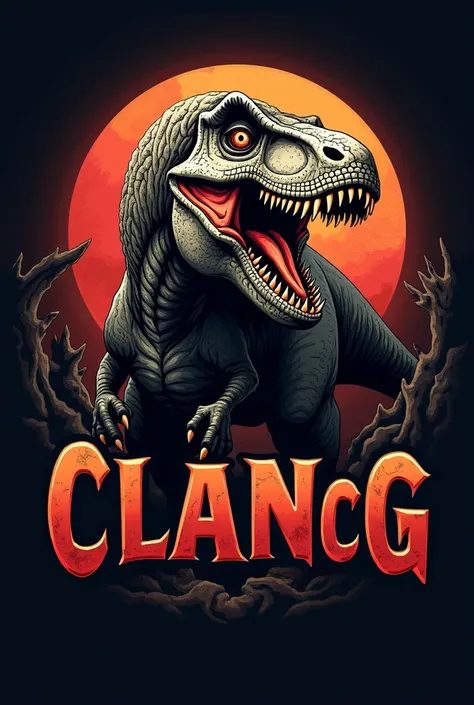 Make a logo,  with a Tyrannosaurus rex ,  with the following initials, clan_CRG 