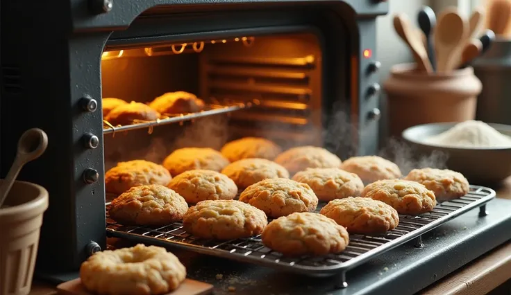  Alfalfa cookies coming out of the oven. 