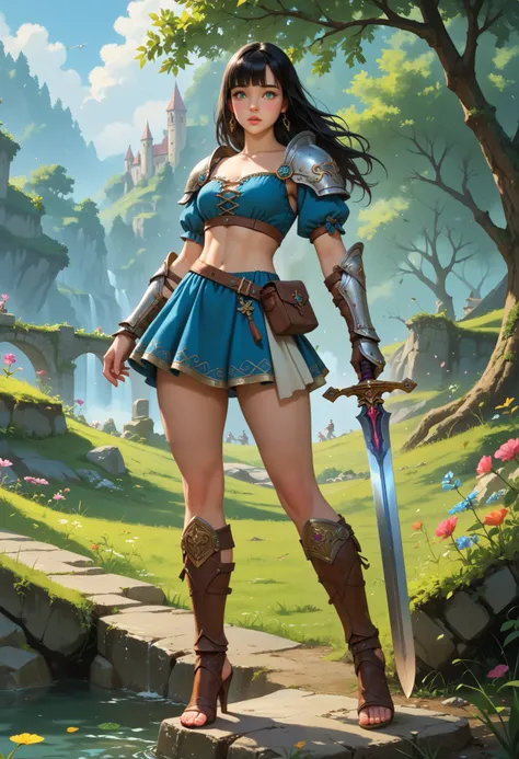 Song Eu-na is a youthful 18 yo female adventurer in a world of medieval high-fantasy story. Her job is warrior. Rocking that luscious long jet-black hair with blunt bangs and deep emerald eyes, shes also sporting a 90-62-100 B-W-H size. Her model long legs...